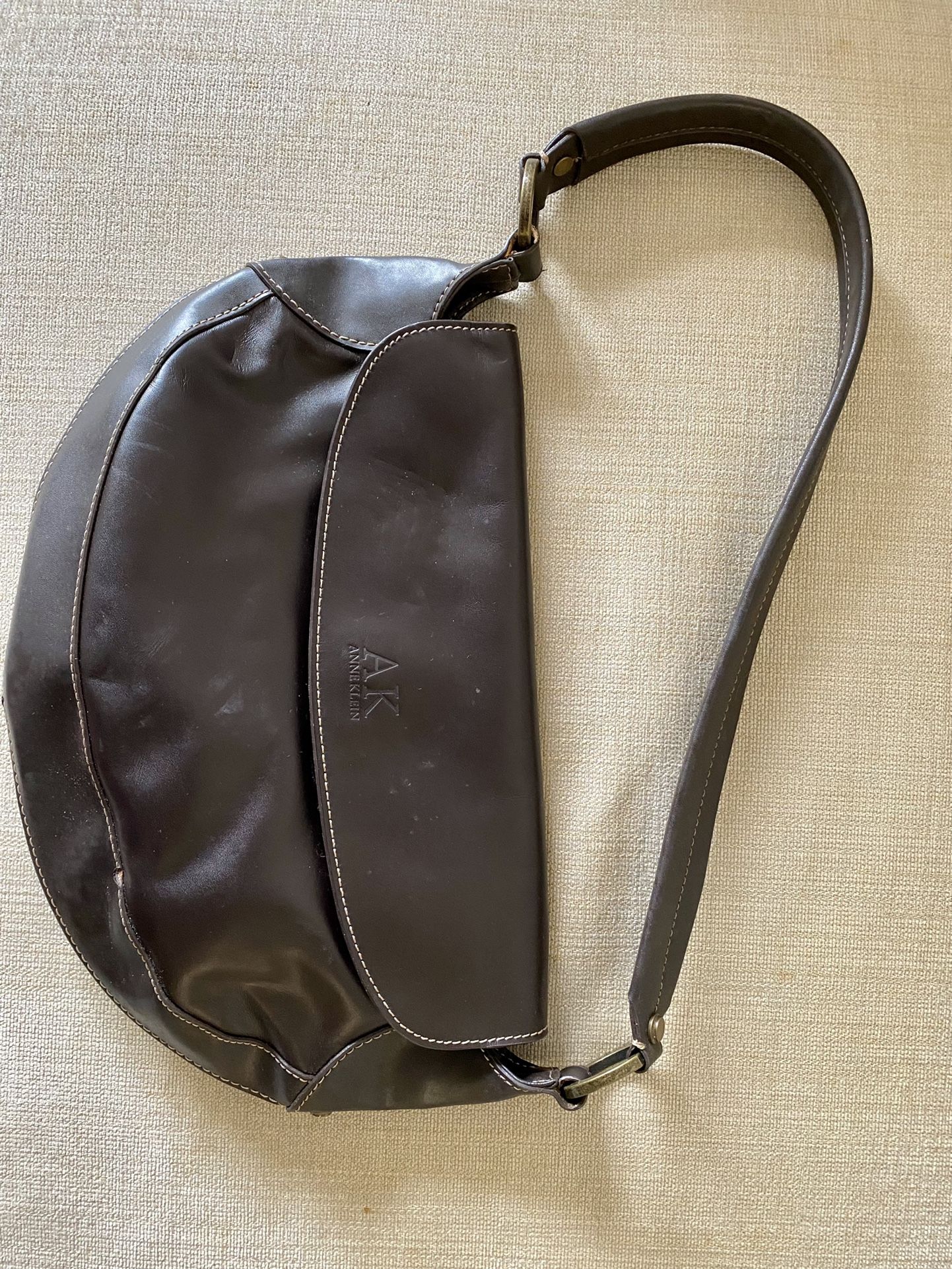 Anne Klein Brown leather handbag purse 