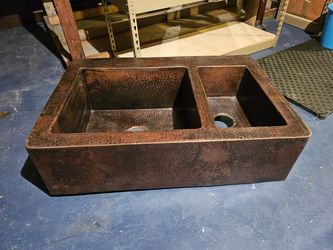 Hammered COPPER Double Farm Sink