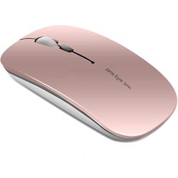 Q5 Slim Rechargeable Wireless Mouse, 2.4G Optical Silent Ultra Thin Wireless Rose Gold