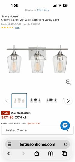 24 in. W x 8.75 in. H 3- Chrome  Bathroom Vanity Light with Clear Tapered Cone Glass Shades