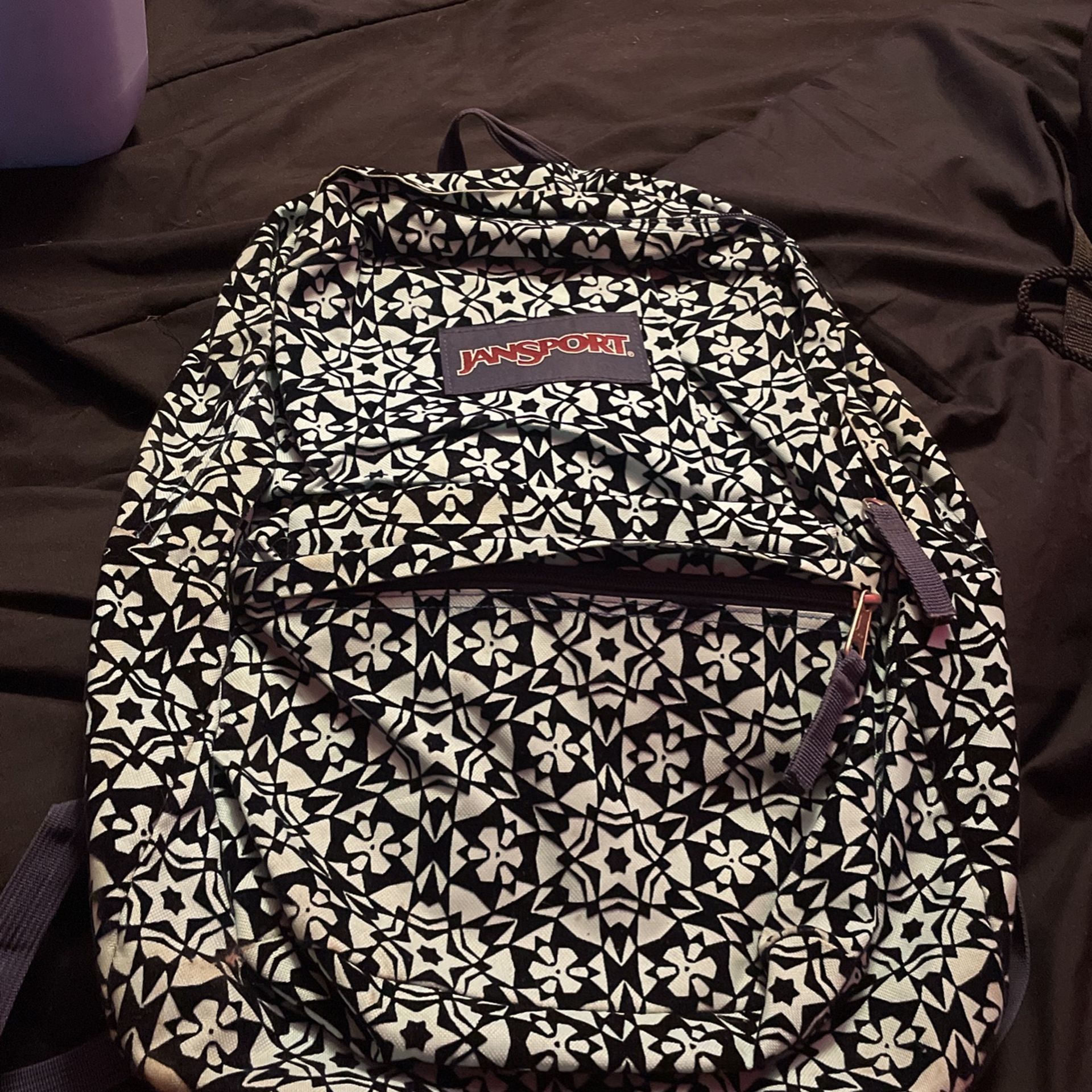 Teal And Black Fuzzy Jansport Backpack