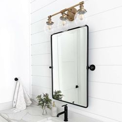 20x24' Pivot Bath Mirror Matt Black