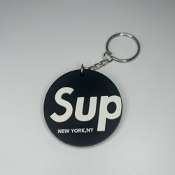 Supreme Sup Circle Keychain Keyring Accessory Black