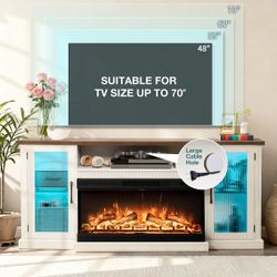 Electric Fireplace and TV Stand Cabinet Set, 59 inch Wide.