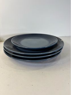 Lot of 4 Target Threshold Kingsland Blue Stoneware Plates 3 Dinner 1 Salad