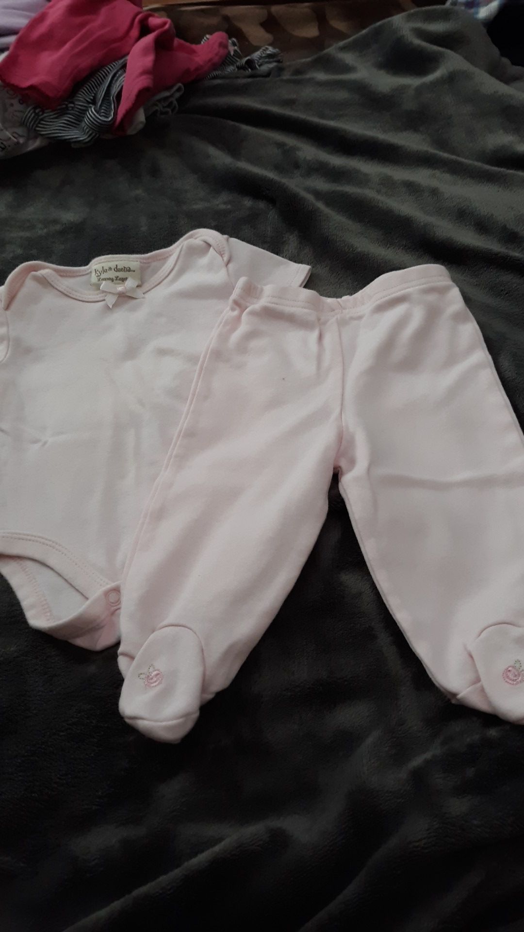 Soft pink Baby Top and bottoms. Newborn to 3 mos