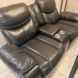 Beautiful elegant upscale luxury Italian Leather Double Recliner
