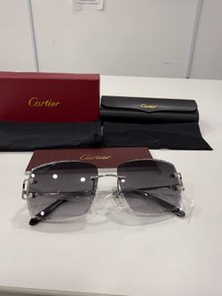 Cartier Glasses(Diamond Cut) Black Lense, Silver Frame