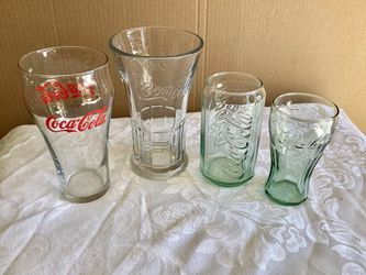 4 Vintage Coca-Cola Logo Glassware Georgia Green Tint Libbey Collectibles