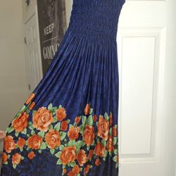 Blue And Orange Floral Dress 