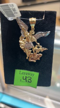 10K TriColor St. Michael Pendant