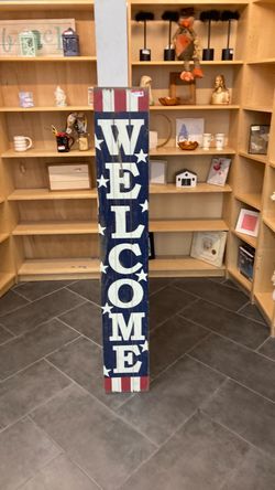 Patriotic Wooden Welcome Porch Sign
