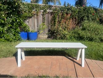 White wooden bench