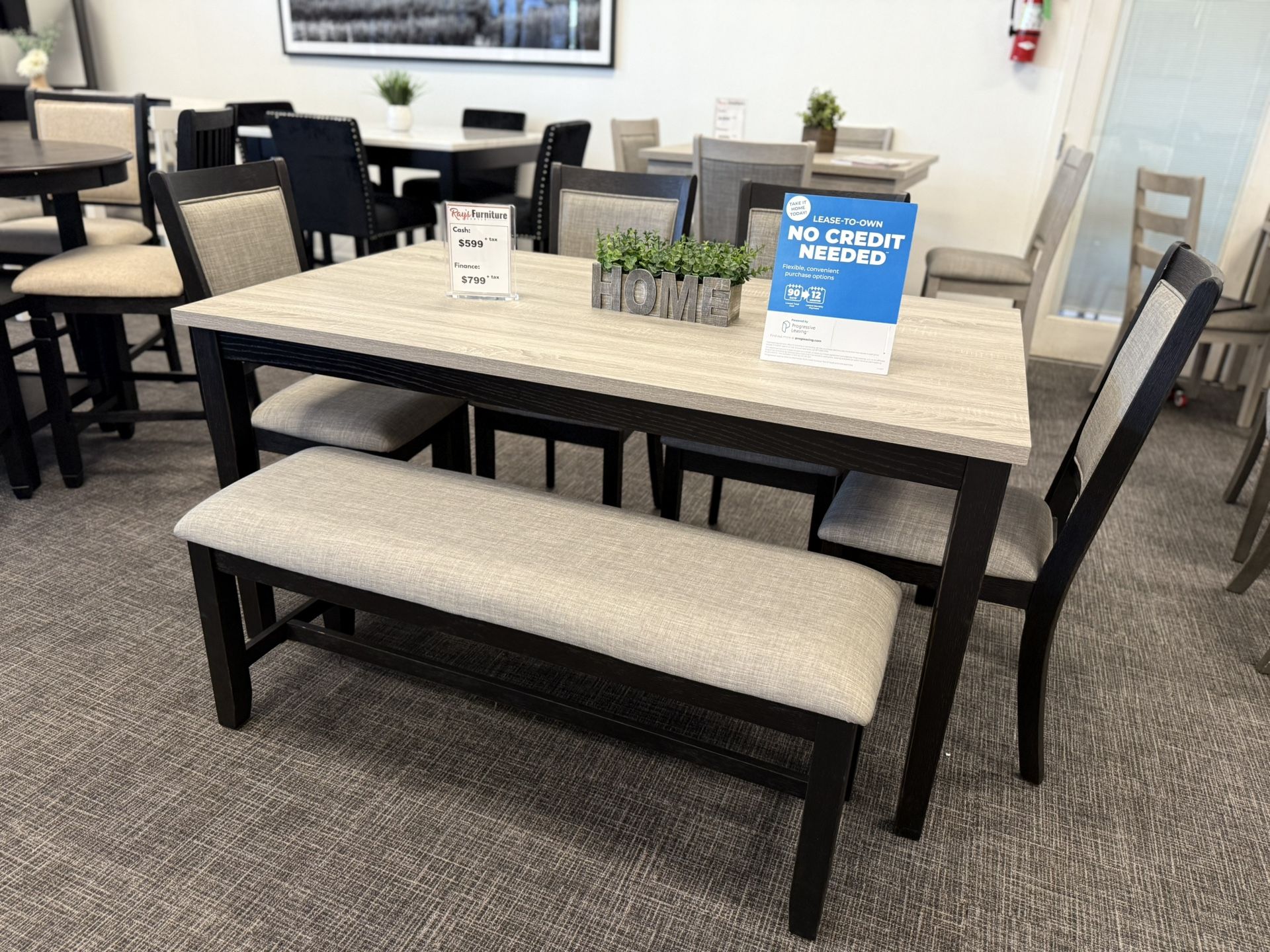 6pc Dining Table + Bench Set - Free Delivery 