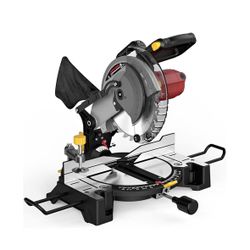 10-inch Compound Miter Saw, 5000RPM, 15 Amp, Single Bevel 0-45° with Extension Table, 36T Blade, Pow