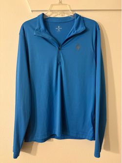 Spyder Men's M Blue 1/4 Zip Mock Neck Long Sleeve Polyester Knit Top