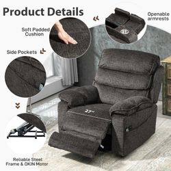 #505abc - Extra Wide Power Lift Recliner Chair for Big Tall Elderly | Extended Footrest,Vibration Massage & Lumbar Heat,Flip Arm Storage Cup Holders,L