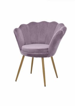 Lavender Upholstered Velvet Vanity Arm Chair with Golden Metal Legs