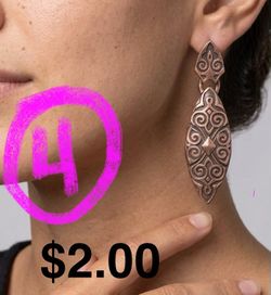 Copper-Tone Drop Earrings with Ornate Engraving