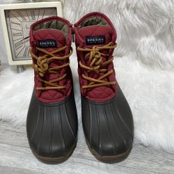 CUTE SPERRY TOP-SIDER BURGUNDY & GRAY DUCK BOOT 9