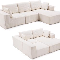 108” Modular Sectional Sofa, Cloud Sectional Couch with Deep Seat, Modern Modular L-Shape Sofa with Chaise,Upholstered Boneless Couches for Living Roo