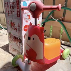 SKIP HOP 3 in 1 Ride on Toy Scooter Baby/Toddler/Kids - Red Fox