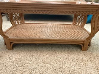 RATTAN and GLASS COFFEE TABLE