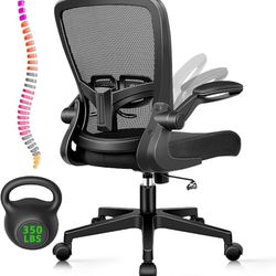 120 KLASIKA Desk Chairs with Wheels, Ergonomic Mesh Office Chair Adjustable Height and Swivel Lumbar Support Home Office Chair with Flip Up Armrests (