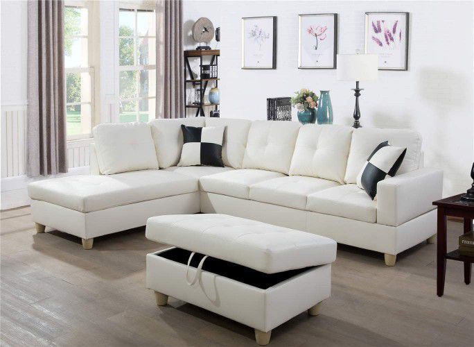 White Sectional w/ Storage Ottoman (Right and Left Chaise 💥NEW 📳 Place your order
🔉NOW