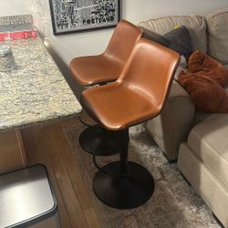 Bar Stools Tan/Brown Leather