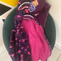 purple bape hoodie size xl fit small