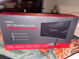 NIB Codi 34" Ultrawide Curved LED monitor & hub
