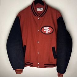 Rare Vintage San Francisco 49ers Red Wool Varsity Letterman Jacket XL