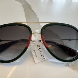 Gucci Green and Red Aviator Sunglasses