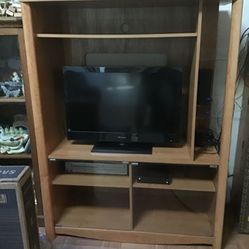 Solid white oak & glass stand