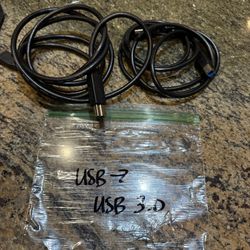 (2) USB 3.0 Printer / External Hard Drive Cables – USB-A to USB-B 3.0
