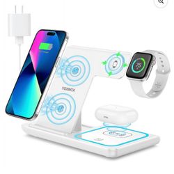 YOXINTA X455 3 in 1 Wireless Charging Station White