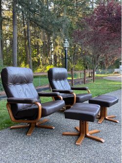 Mid century danish Reclining Lounge Chair & Ottoman-pair