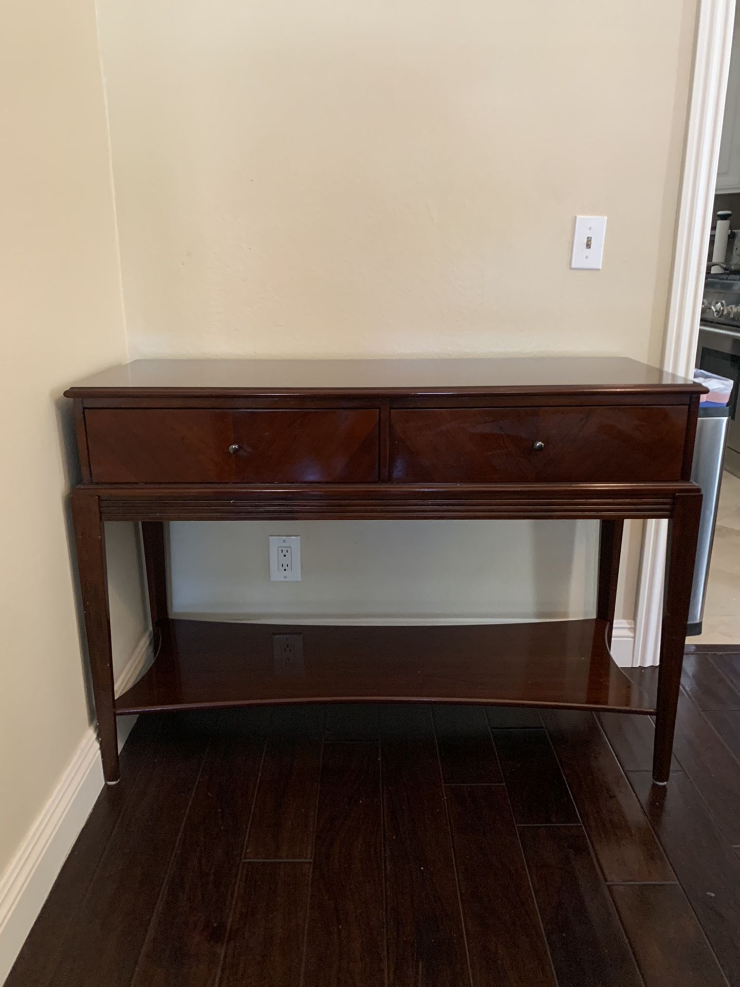 Nice Dark Cherry Colored Wood Table Console