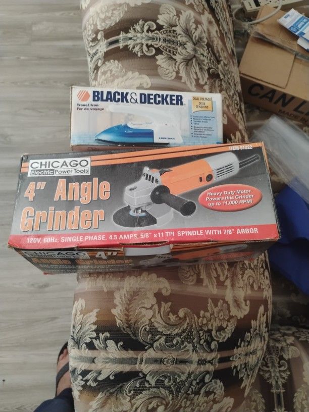 Travel Iron & 4" Angle Grinder