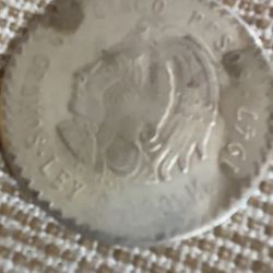1947 Mo Mexico Silver 5 Peso 