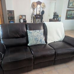 All Leather Brown Recliner 2 Seats Recline 