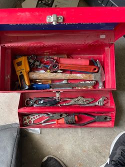 Toolbox and Tools included metal box