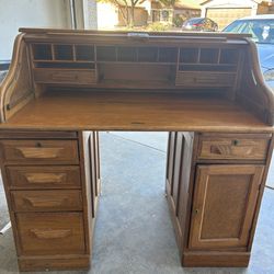 Oak Roll Top Desk Antique