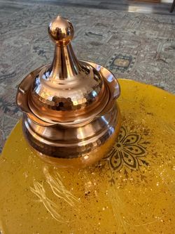 Authentic Handcrafted Iranian Hammered Copper Candy Dish with Lid | Tin-Lined