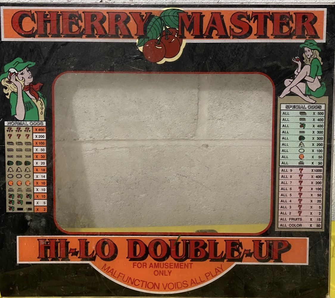 Cherry Master Video Arcade Game monitor bezel Hi-Lo Double-Up