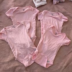 4 Set Pink Gerber 0-3 Month Onesies