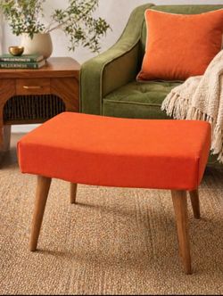 Vintage / MCM Orange Velvet Stool / Bench