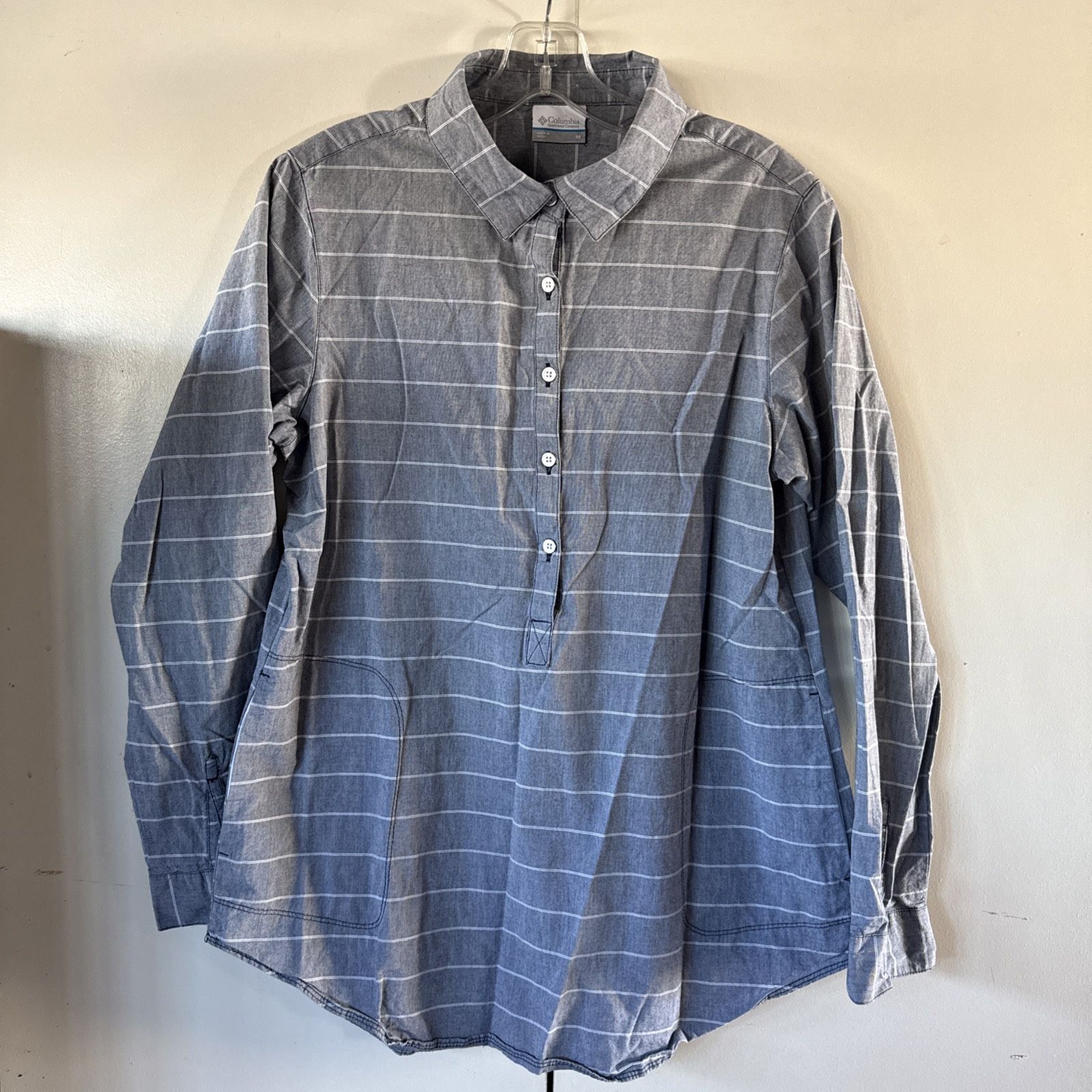 Women's Columbia Keru Falls 100% Cotton Gray Collared Tunic - size M