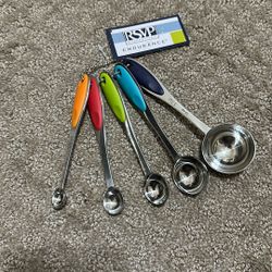 Measuring Tools, Dishwasher Safe, Colored Handles, 5 Piece, Stainless Steel